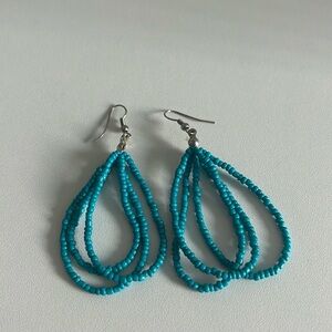 Turquoise Beaded Dangly Earrings